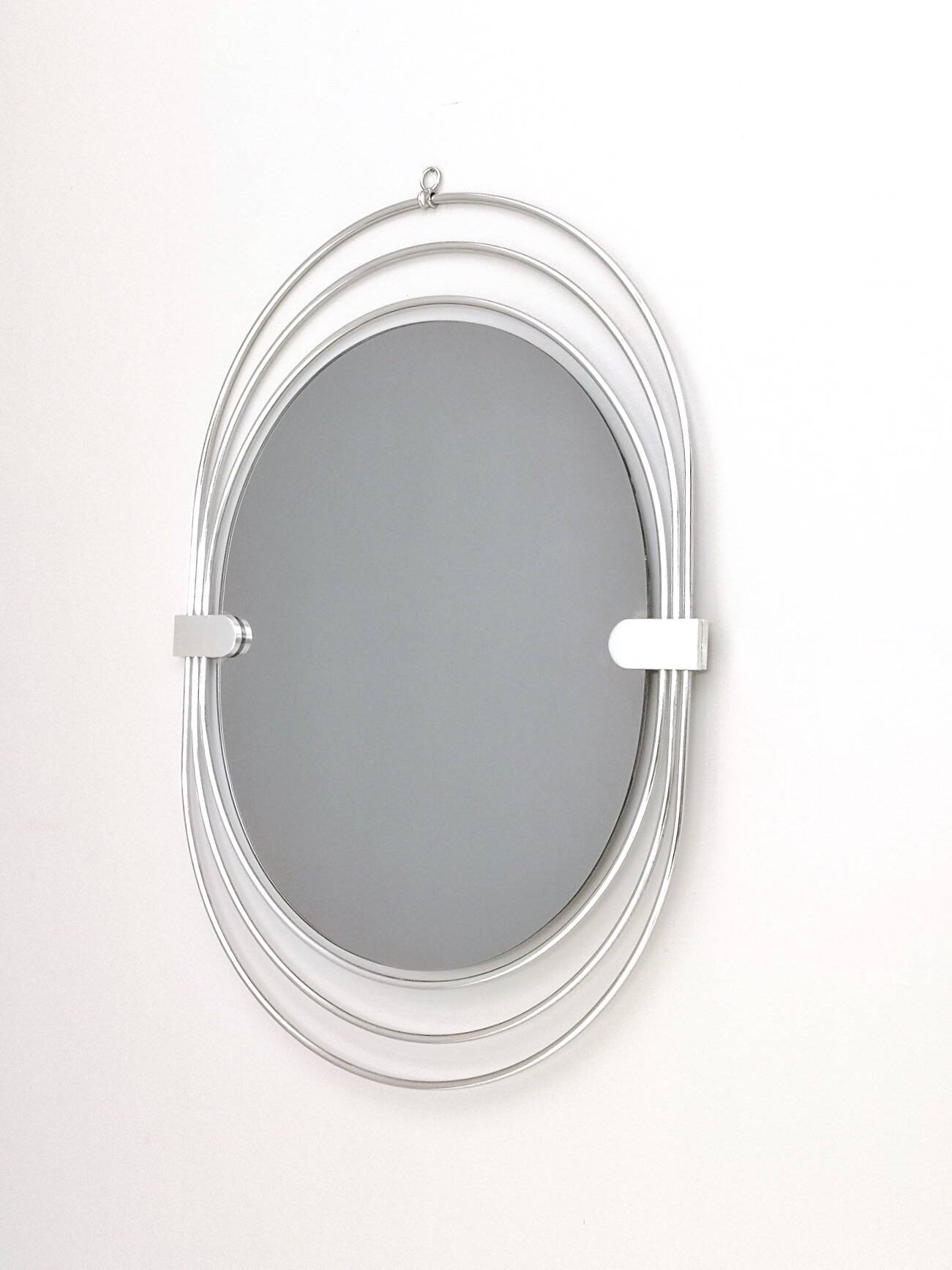 Smoked Wall Mirror with a Triple Chrome-Plated Metal Frame, Italy