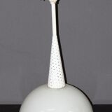 Sheet metal chandelier perforated by holophane circa 1950