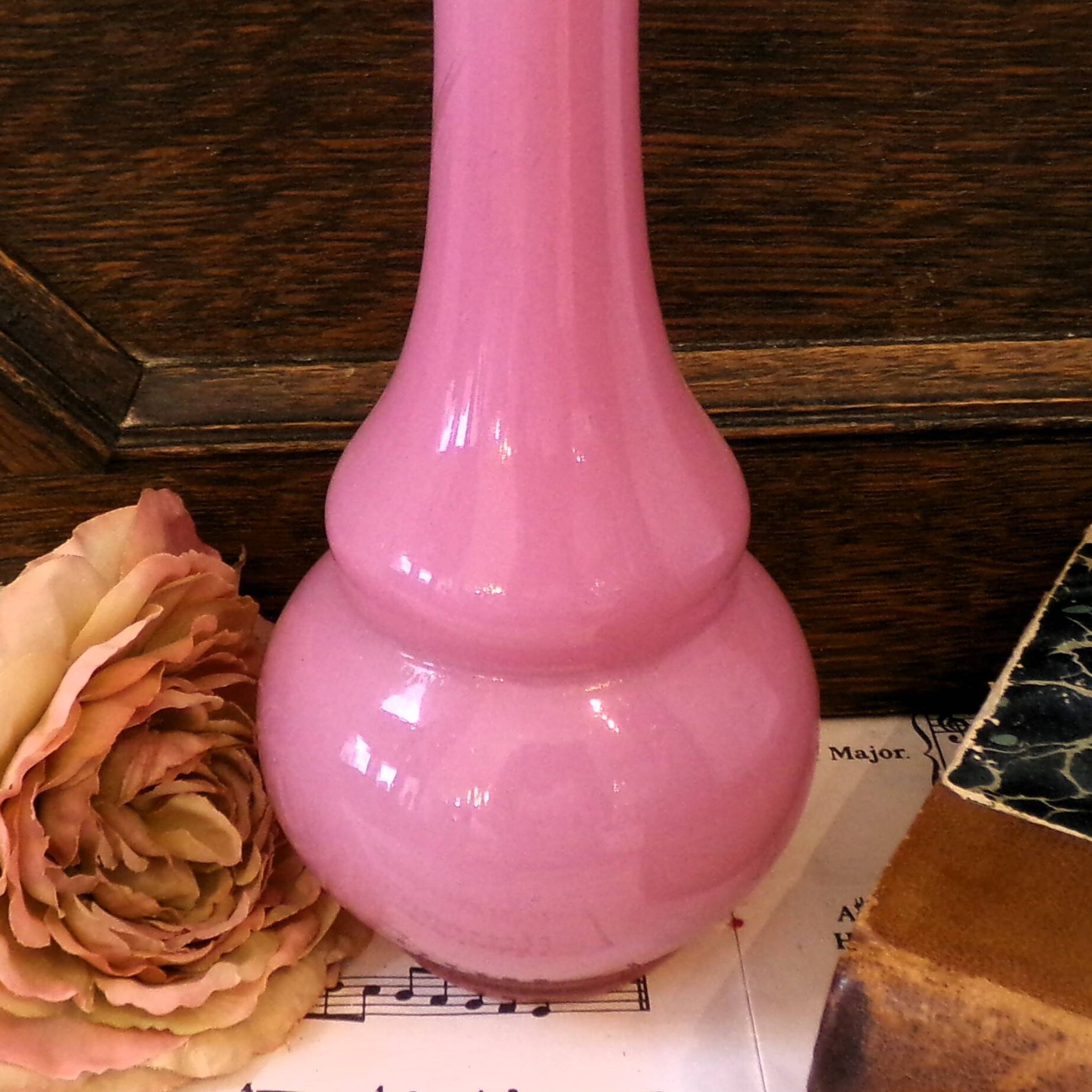 Large pink glass paste soliflore vase