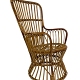 Ensemble de deux fauteuils en rotin du milieu du siècle par Bonacina 1950 Design