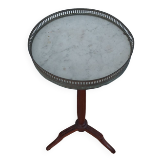 Sellette tripode 
marbre bois et laiton