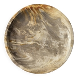 Petrified wood catchall, circular dish or plate in light beige D25 -3