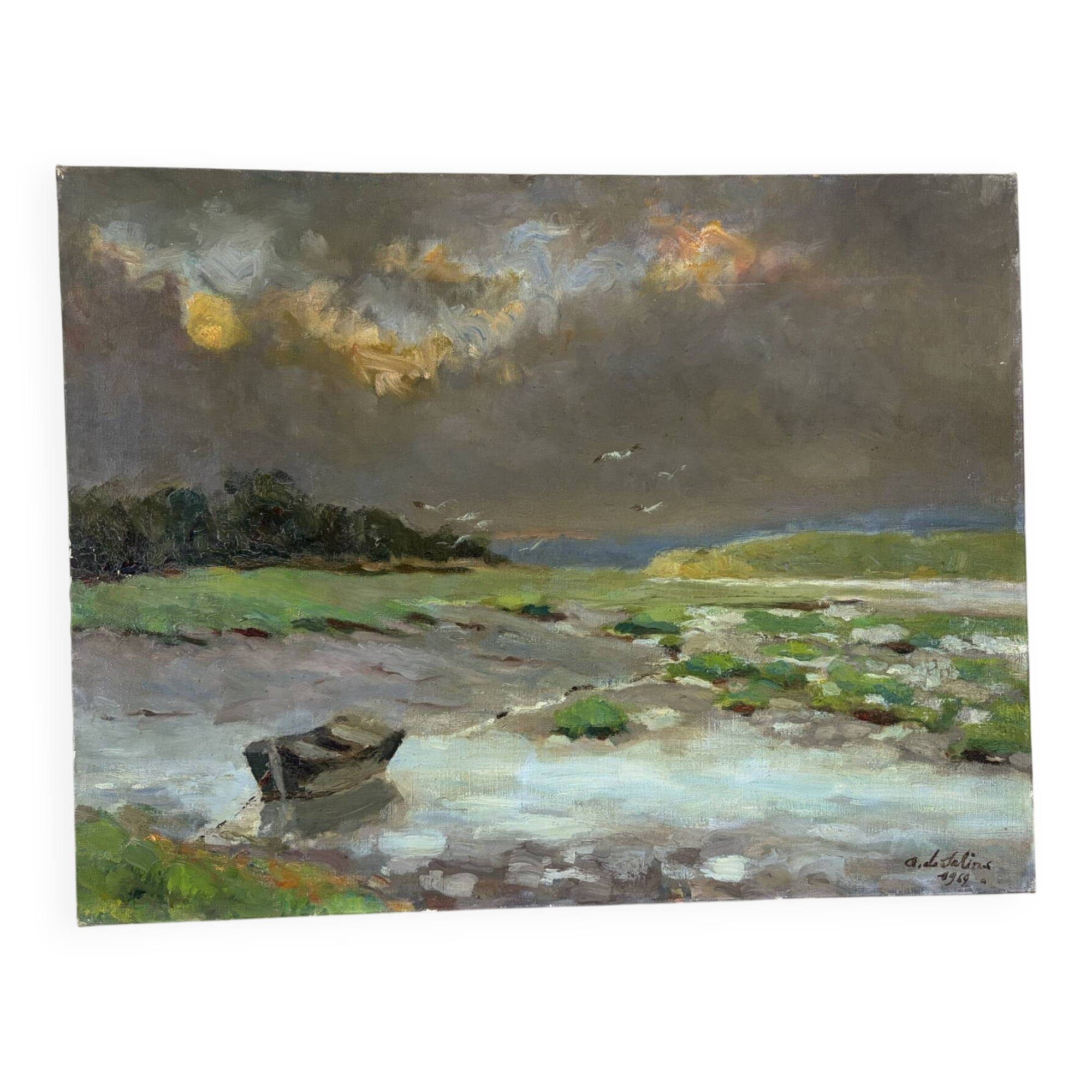 After the storm, oil on canvas signed 1969