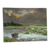 Après la tempête, huile sur toile signé 1969