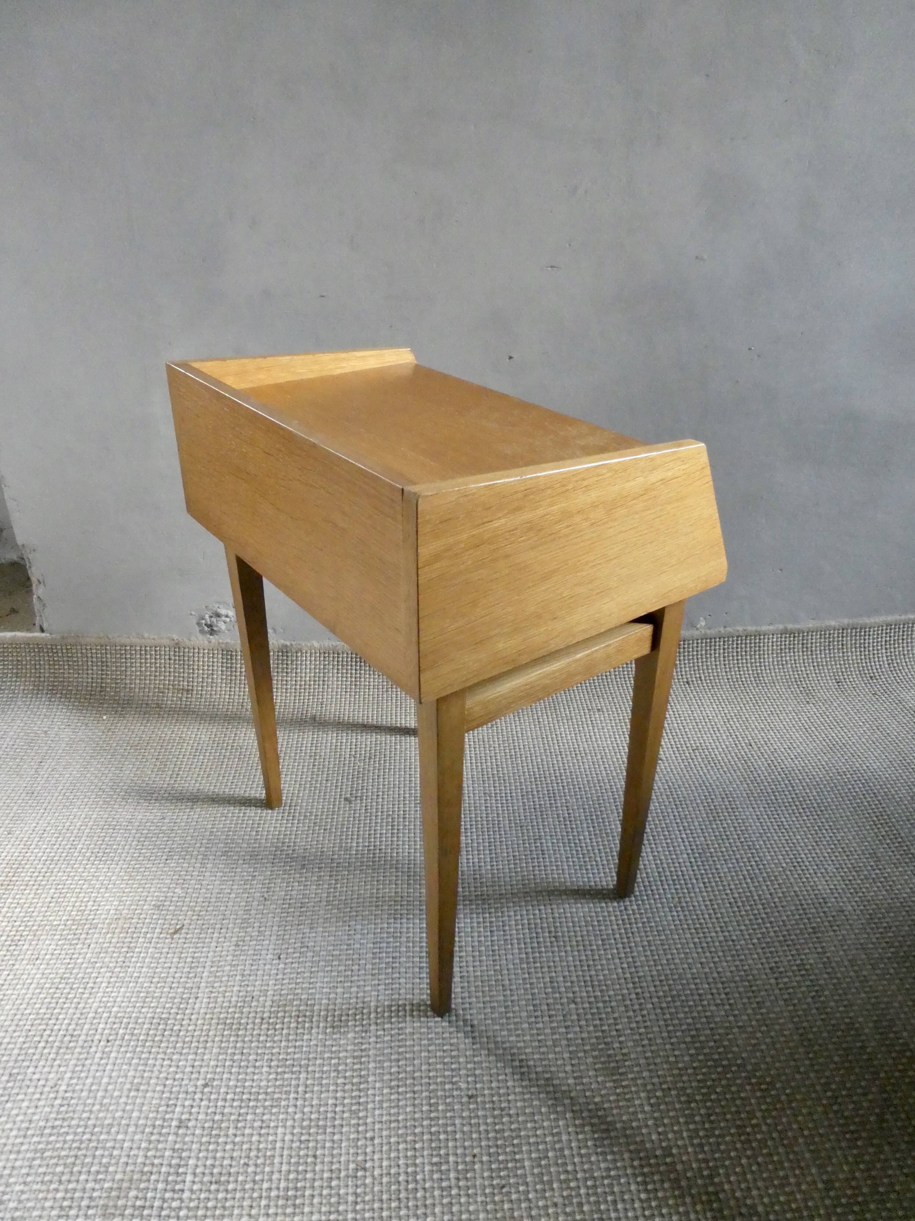 Light wood bedside table from the 1960s.