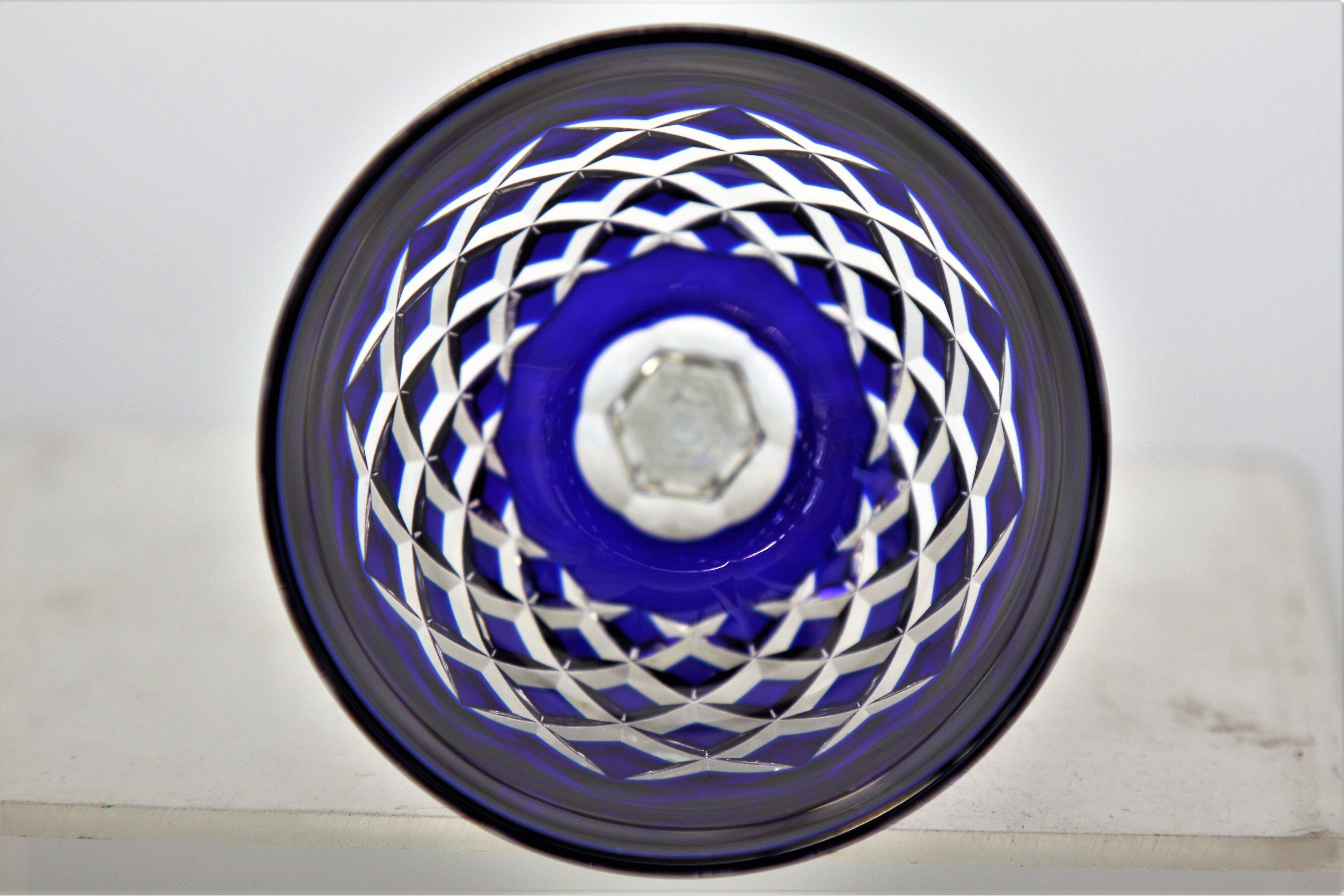 Baccarat crystal wine glass model Burgos cobalt blue