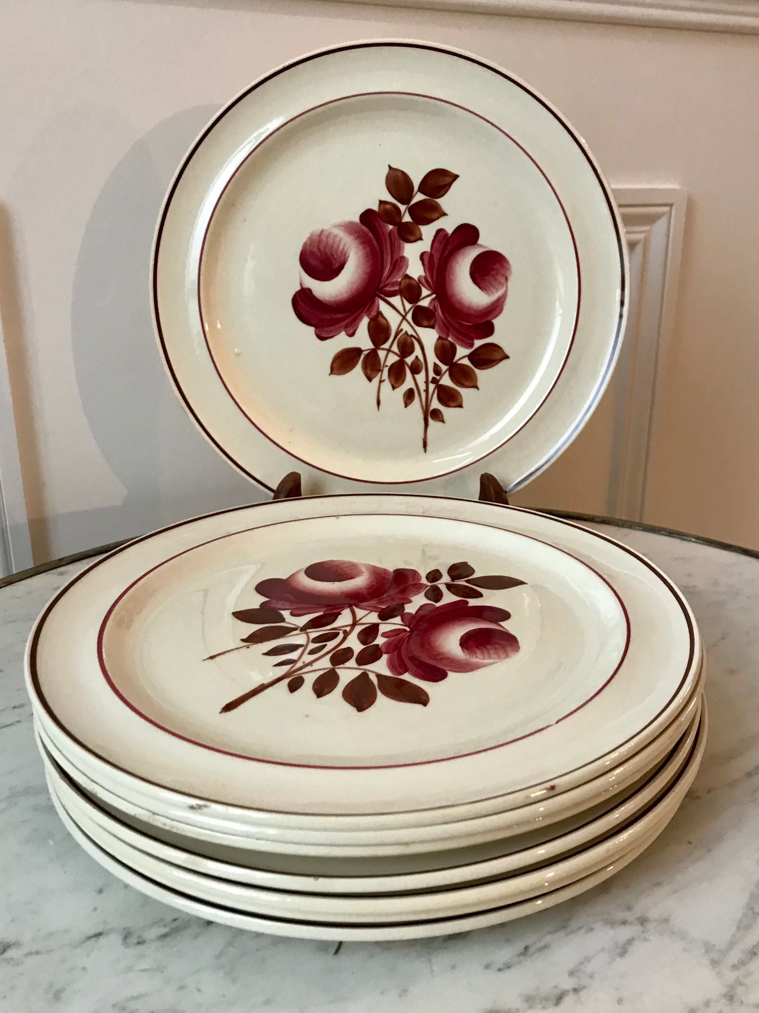 set of 8 flat plates Moulin des Loups model "Roubaix" 40s