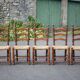 Set of 5 vintage wooden and straw chairs, straw chair, countryside