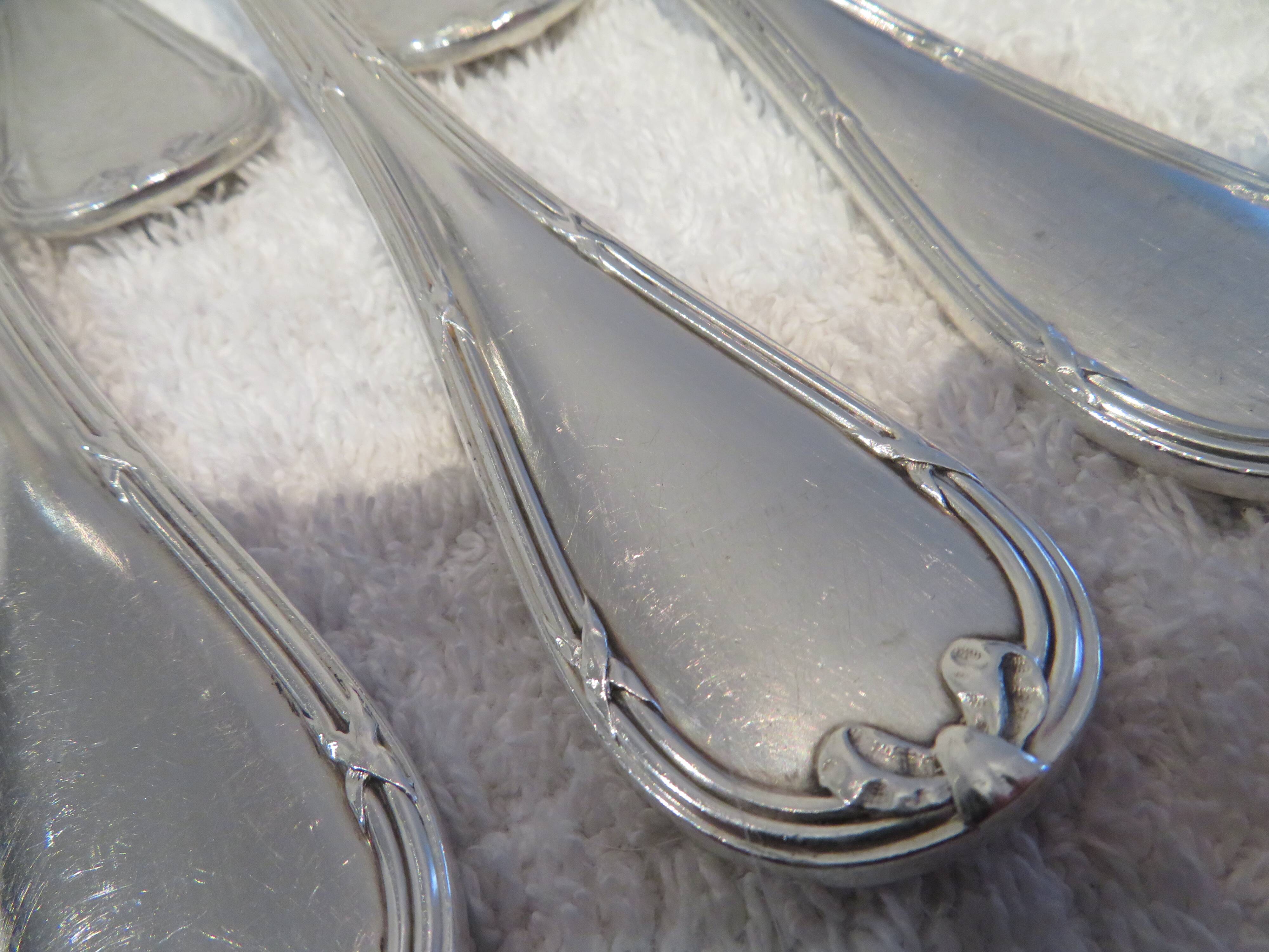 12 silver-plated table forks by Christofle Rubans