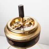 Ashtray on feet 60s gold, glass and leather