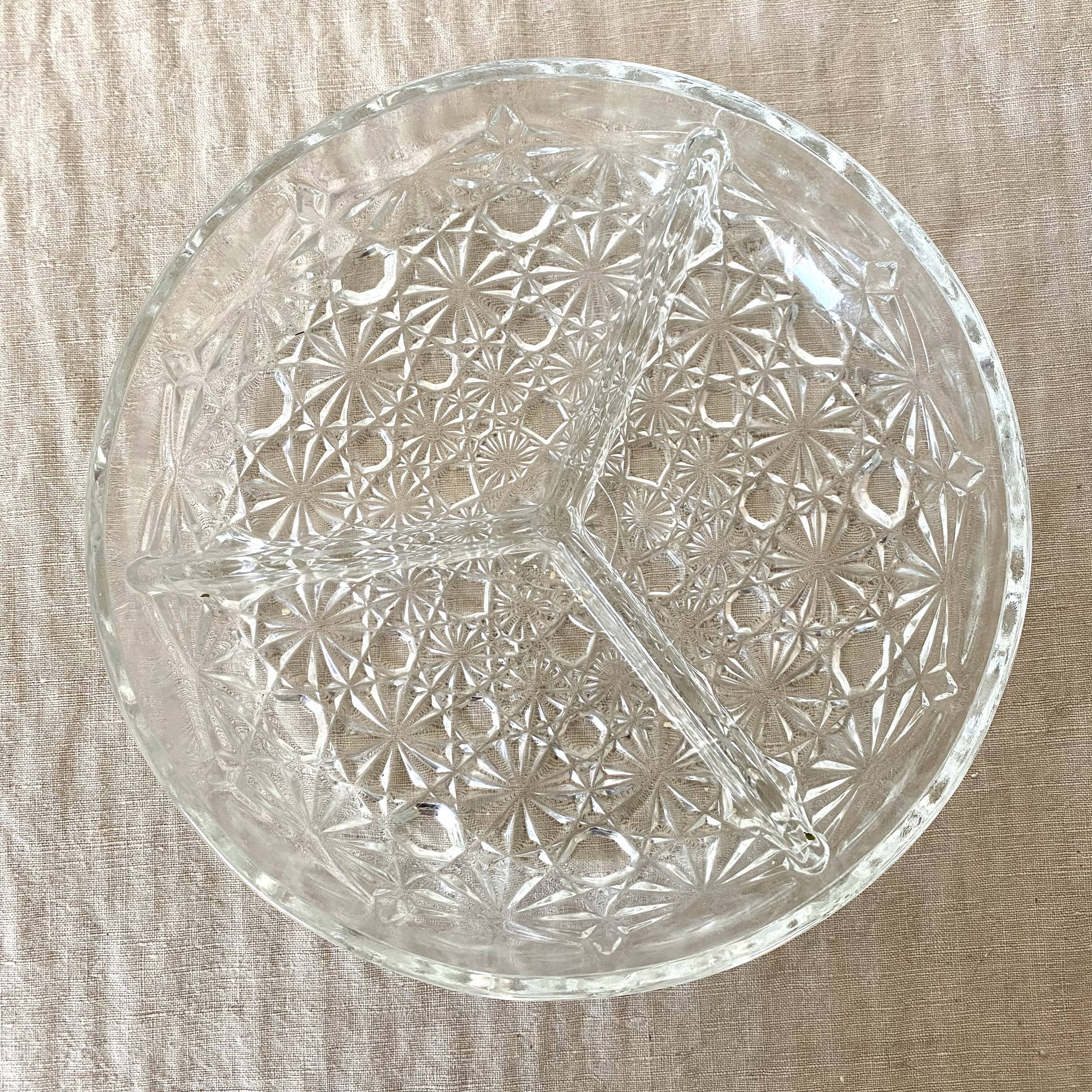 Glass dish aperitif service 80s