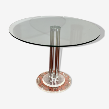Designer table Marco ZANUSO Italy, glass, chromed metal.