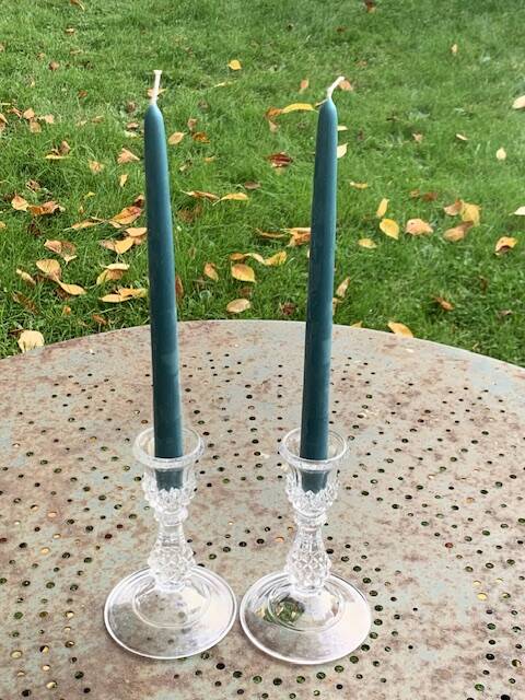 Pair of crystal candlesticks, darques crystal, diamond pattern, vintage Original label