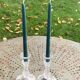 Pair of crystal candlesticks, darques crystal, diamond pattern, vintage Original label
