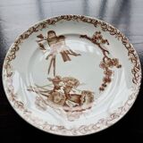 Onnaing ironstone dessert plate "Fleurs Jetées" brown