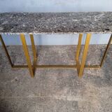 Designer console in gold metal and marble ep 1970