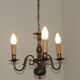 Italian Vintage Silver Brushed Metal 3 Light Flemish Style Chandelier