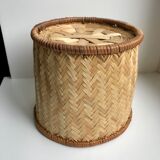 Cache-pot en rotin années 70