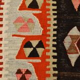 4x8 Multicolor Geometric Style Kilim Rug, 129x255 Antique Decor