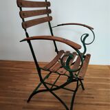 Chair for winter garden or veranda, early 20th, teak and wrought iron
