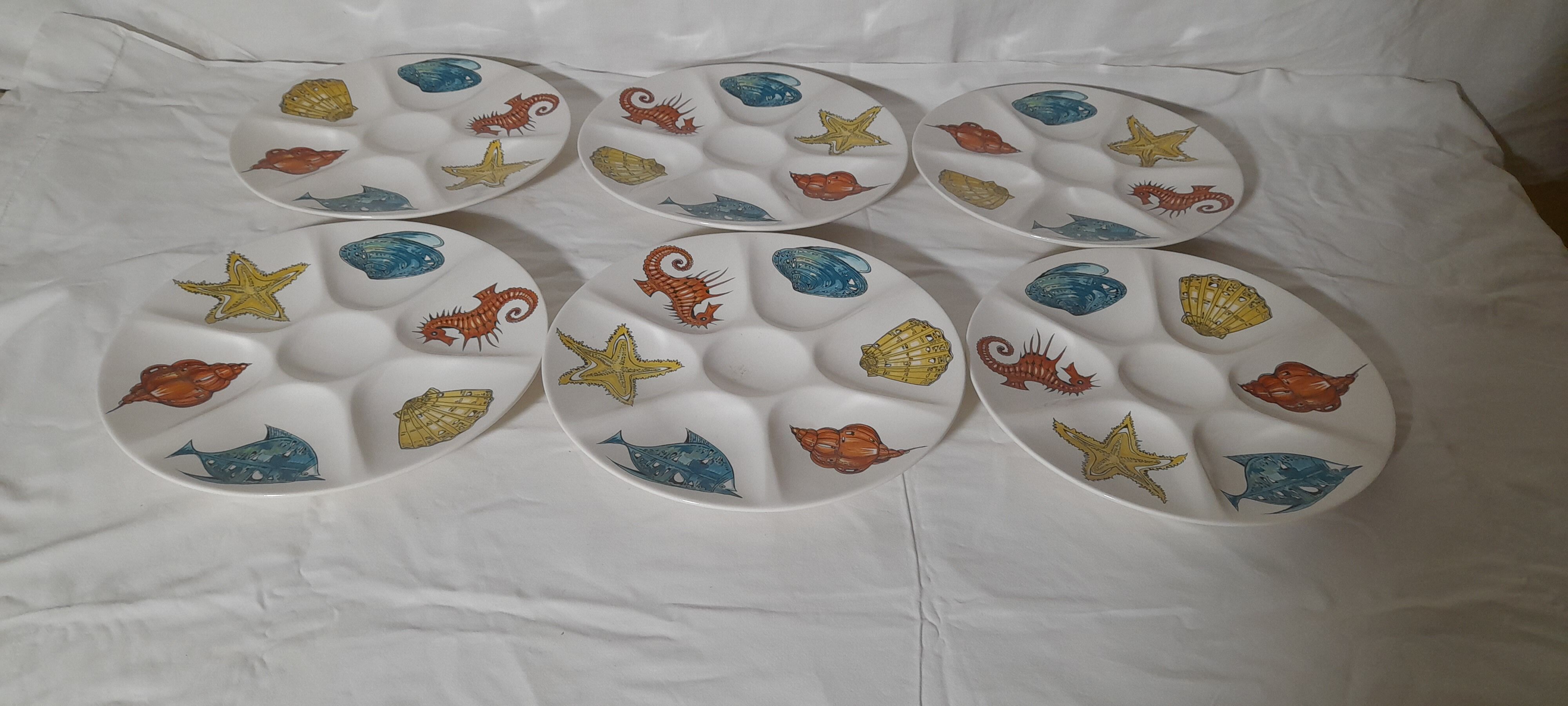 6 Villeroy & Boch diam tiled oyster plates 25,5