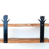 Wall shelf in wood and wrought iron, 70s