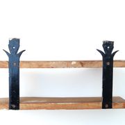 Etagère murale en bois et fer forgé, années 70