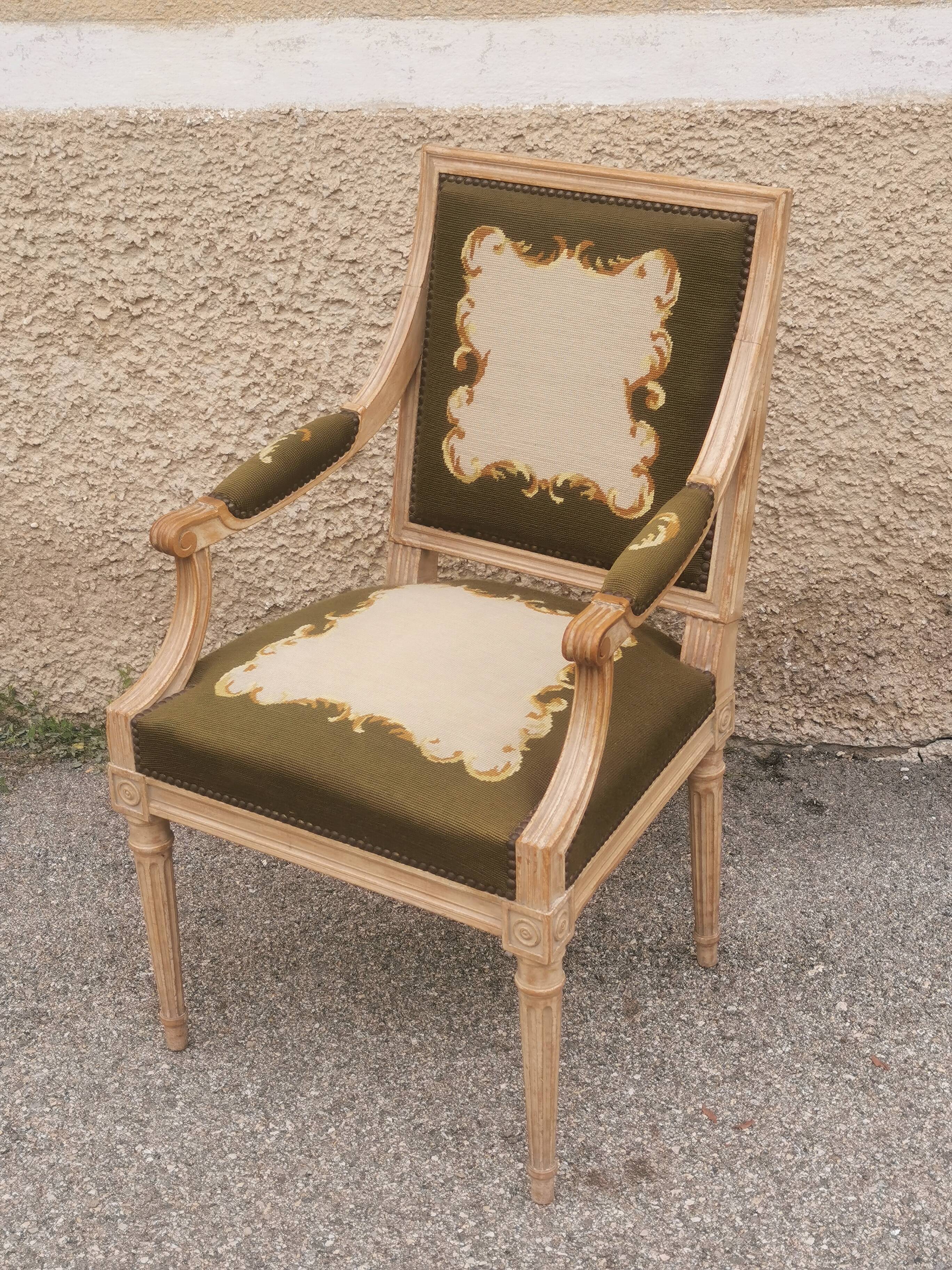 Louis xvi style upholstered armchair