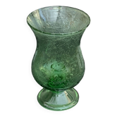Tealight holder, green blown glass candle holder from biot glassworks, made in france, vintage and signed,
