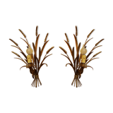 Pair of "wheat ear" gold metal sconces