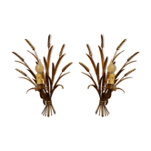 Pair of "wheat ear" gold metal sconces