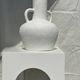 Large handcrafted terracotta vase painted white with double handles H40 D30