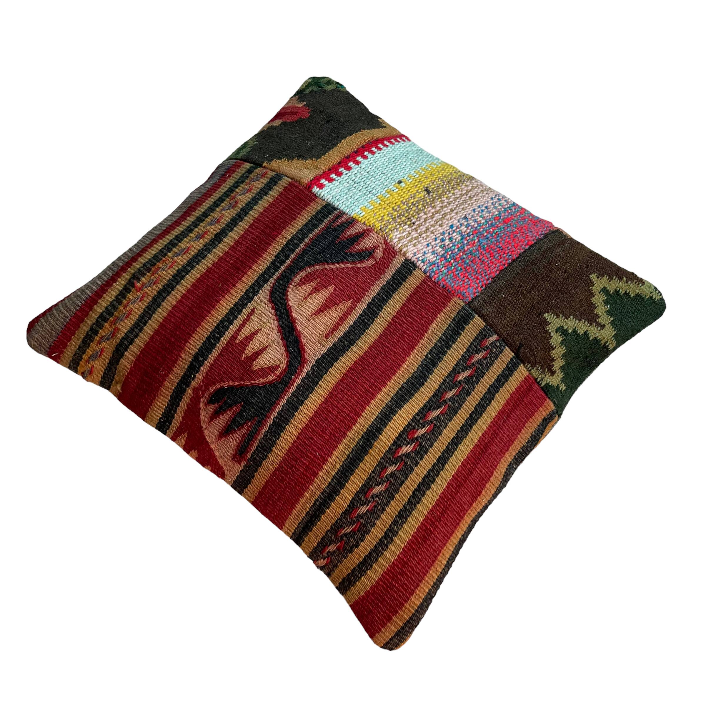 Turkish kilim patchwork cushion cover