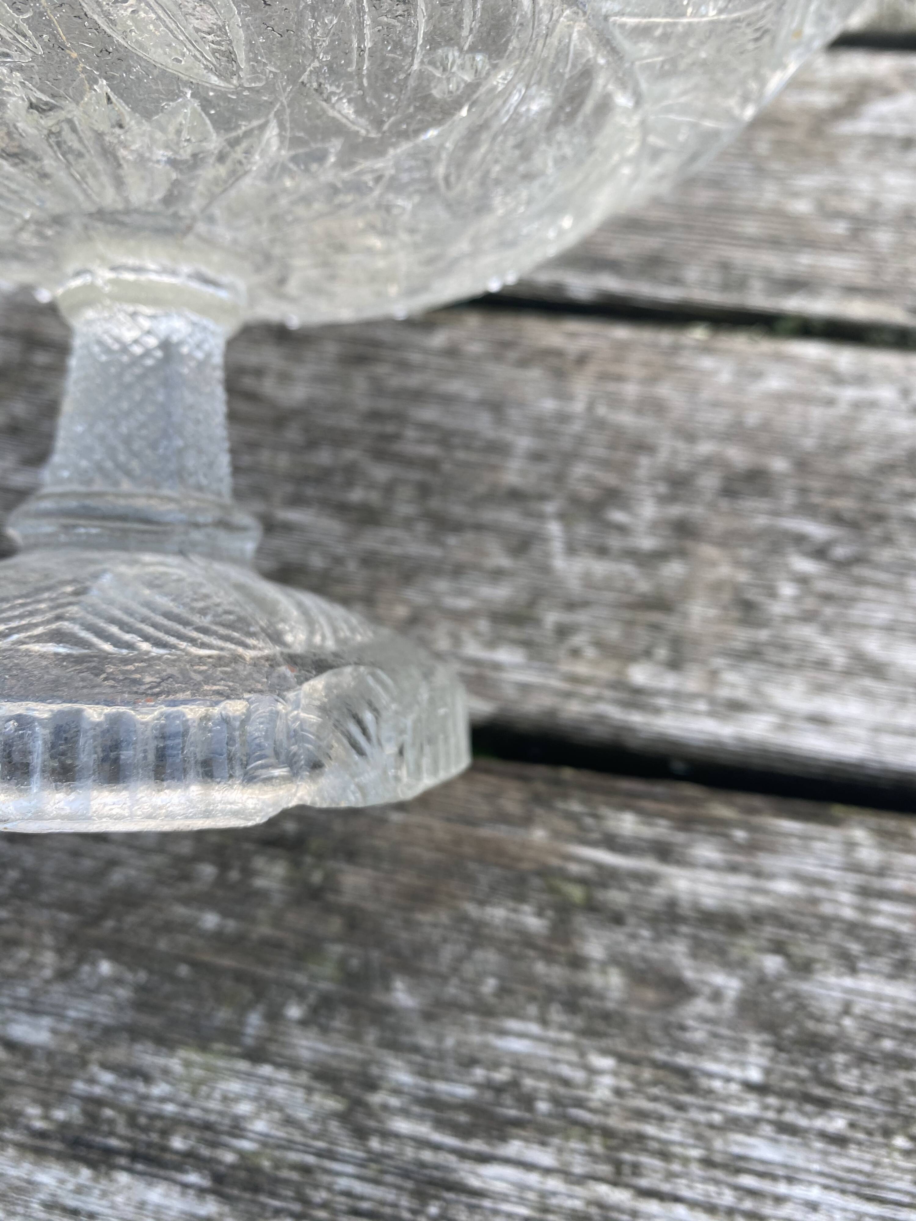 Molded pressed glass compote bowl