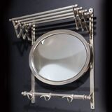 Antique Metal Train Coat Rack with Mirror French Luggage Rack