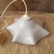 Retro pendant lamp with handkerchief in white opaline and brown border