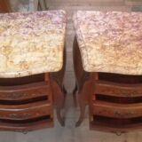 Pair of Louis XV style bedside tables in marquetry