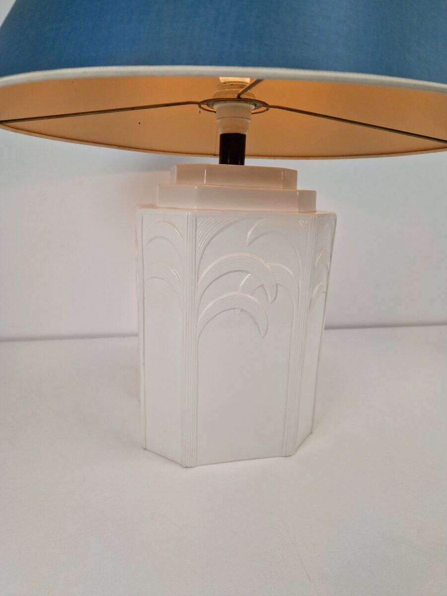 White Ceramic Palm Tree Table Lamp in the style of Serge Roche, 1970s