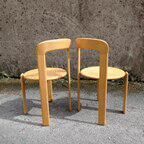 Pair of Bruno rey chairs in blond wood from the 80s