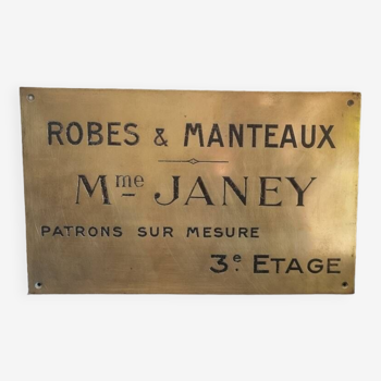 Ancienne plaque en bronze de métier enseigne