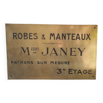 Ancienne plaque en bronze de métier enseigne