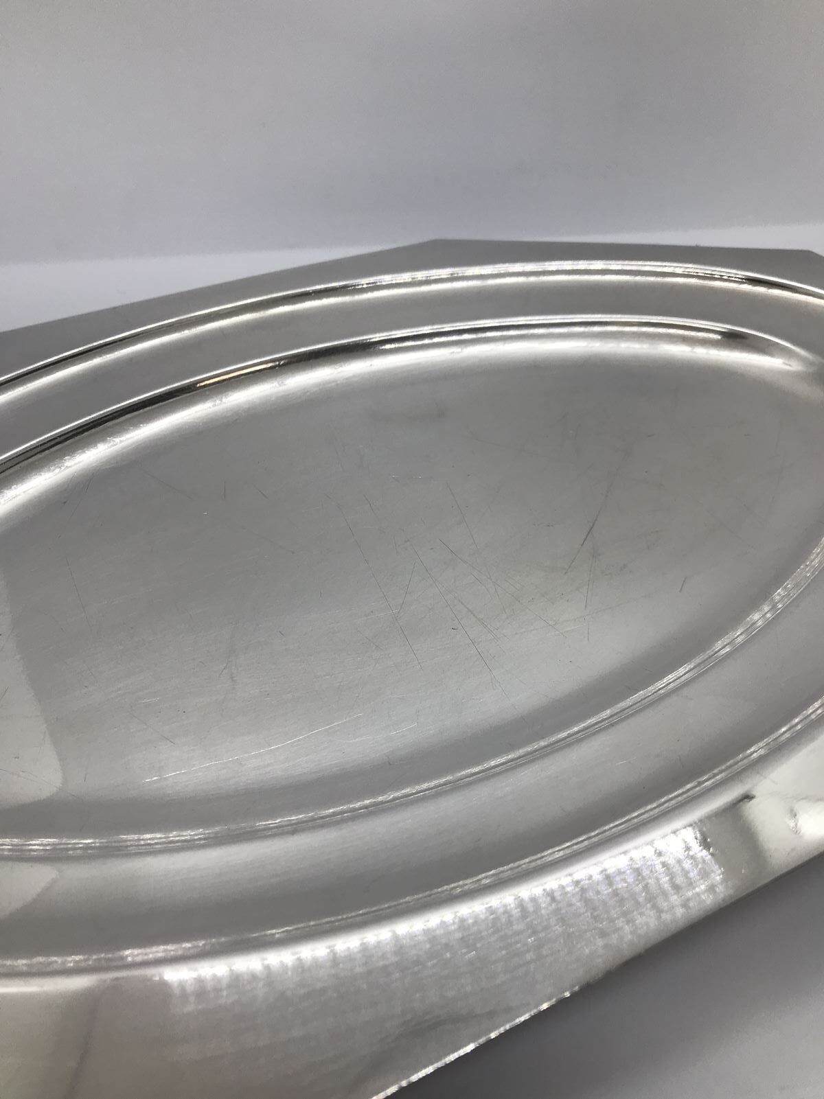 Silver metal serving dish