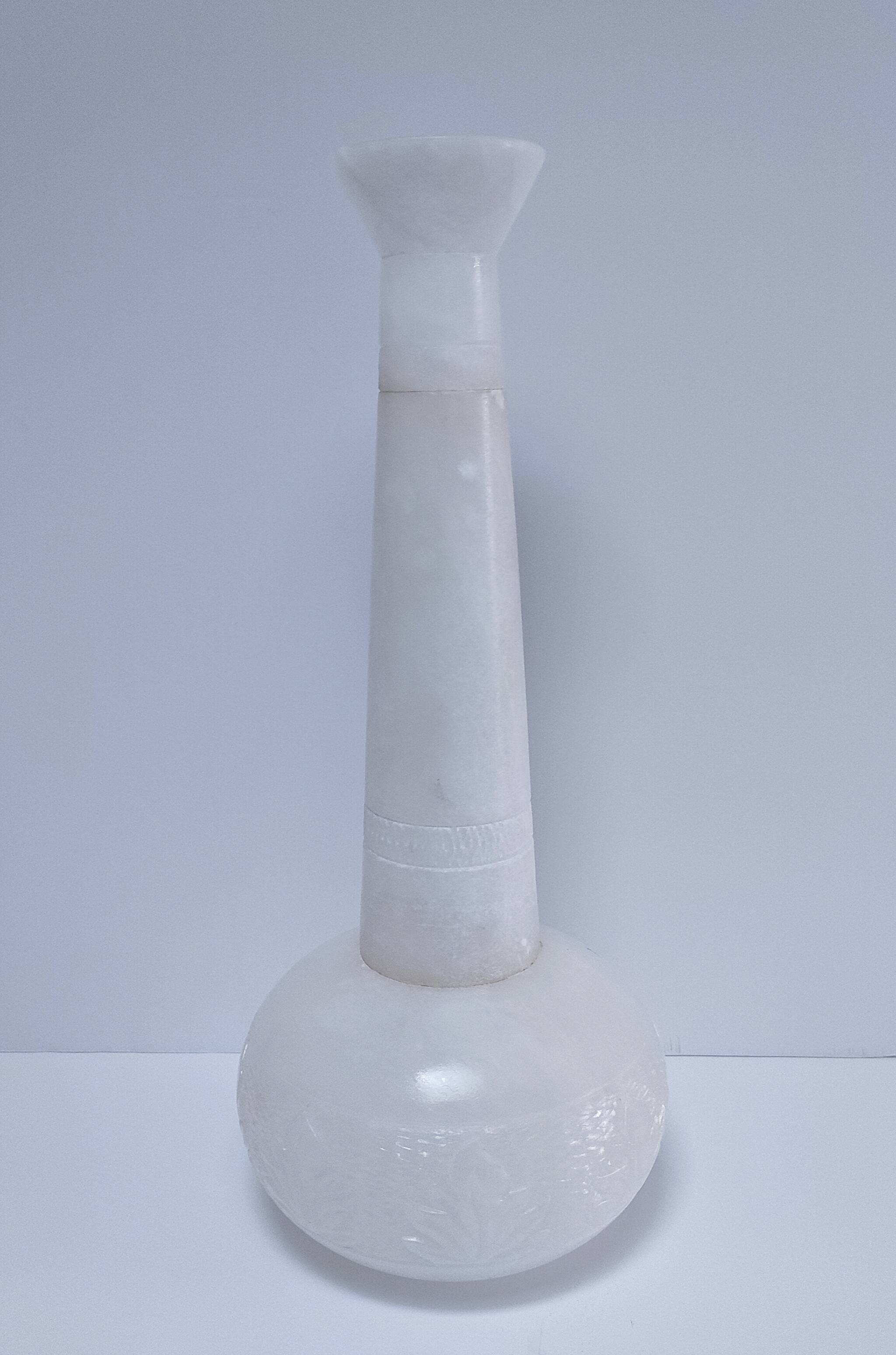 high alabaster vase xl h. 40.5 cm vintage