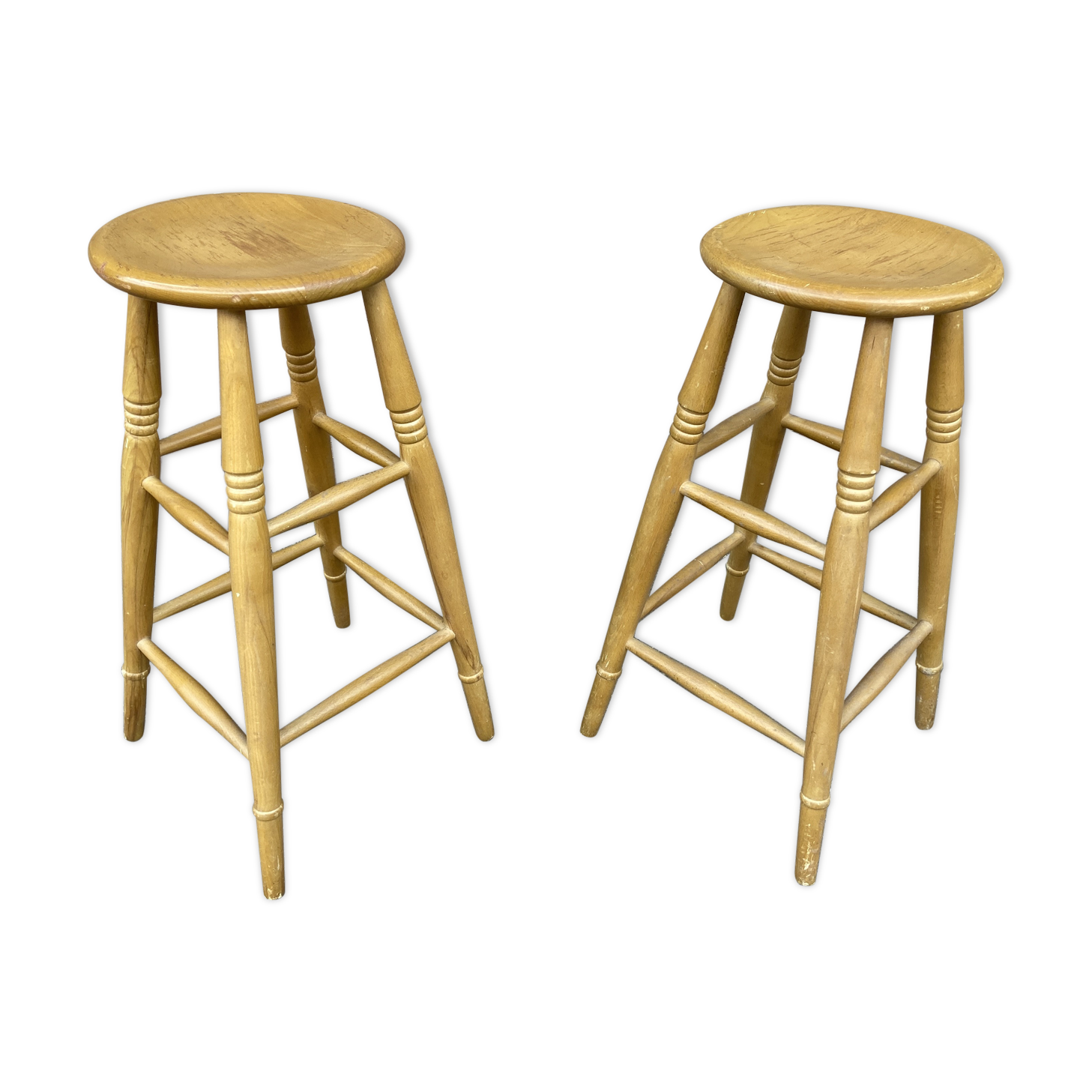 Paire de tabourets de bar bois 1960