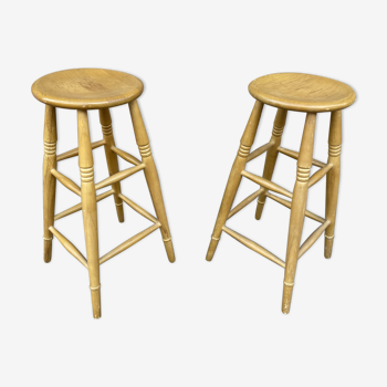 pair of wooden bar stools 1960