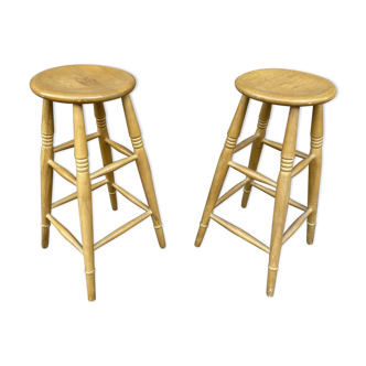 pair of wooden bar stools 1960