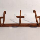 Curved wooden coat rack 3 walnut hooks Jacob & joseph Kohn 1900/1920.