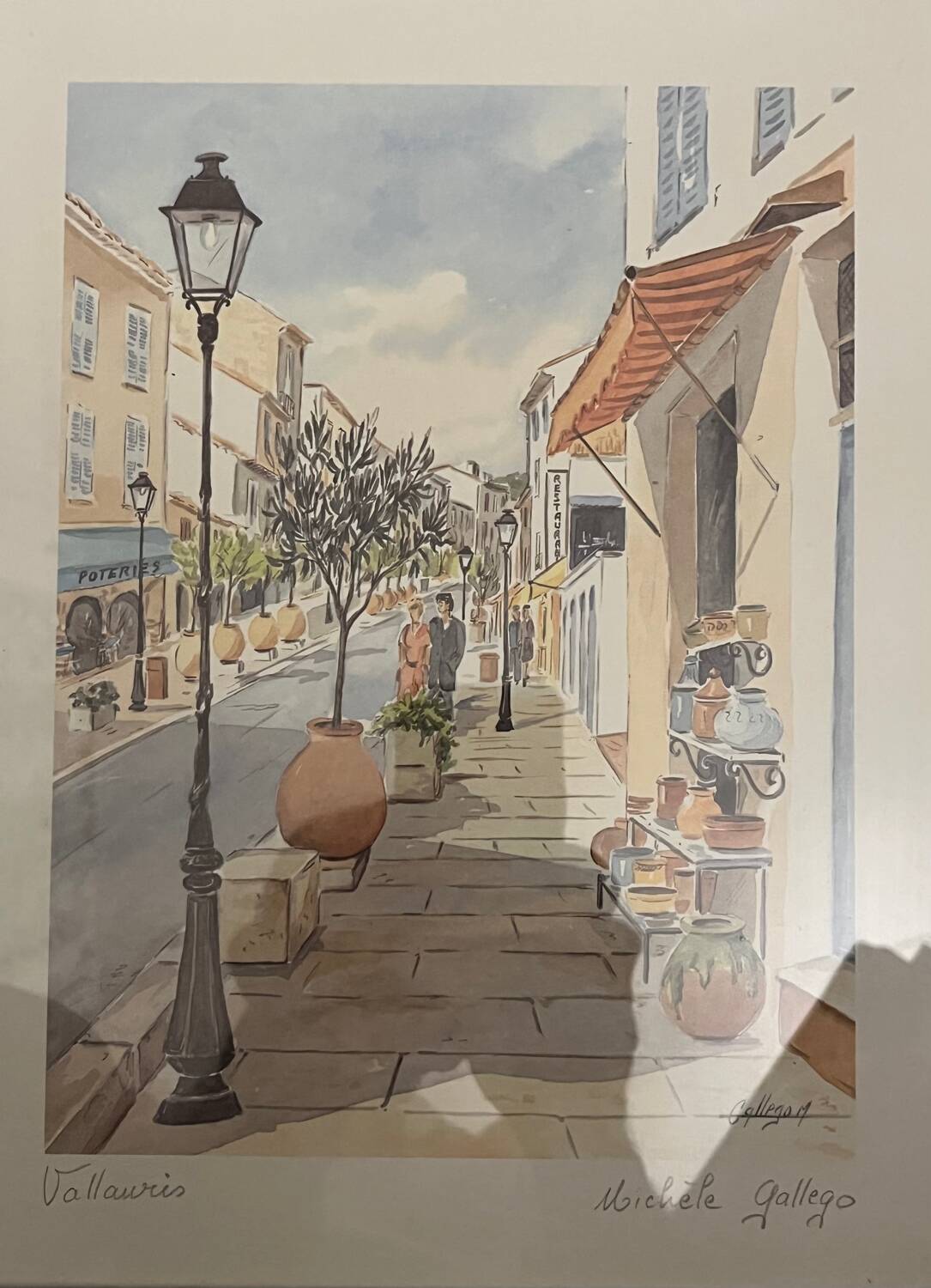 Watercolor depicting a view of Vallauris