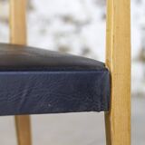 Pair of Scandinavian chairs in teak and faux leather, 1960.
