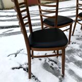Vintage 60s slatted chairs and leatherette